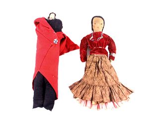Navajo Embroidered Doll Pair circa Early 1900's