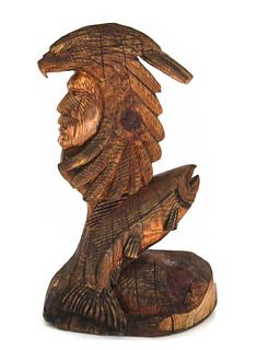 Mark Colp Native American Bust Chainsaw Carving