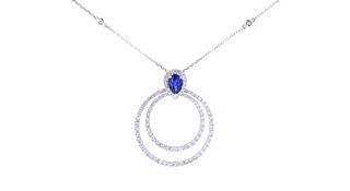 Gorgeous Blue Sapphire & Diamond 18k Gold Necklace