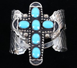 Armand American Horse Turquoise Cross Bracelet