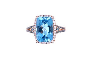 Swiss Blue Topaz & Blue Diamond 10k Rose Gold Ring