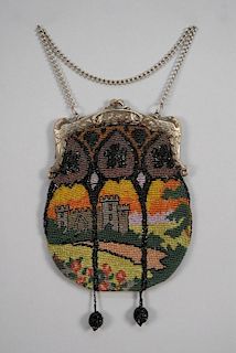 SCENIC BEADED BAG, EARLY 20th C.
