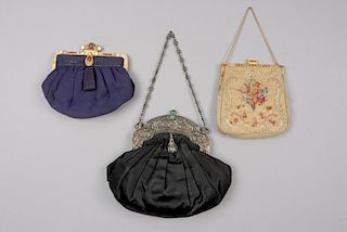 THREE PURSES with FANCY FRAME, EARLY - MID 20th C.