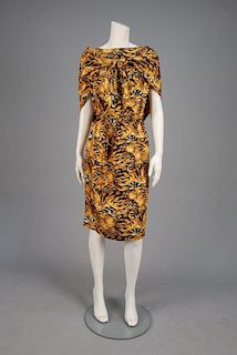TOWNLEY TIGER PRINT SILK DRESS and SHAWL, 1960s.