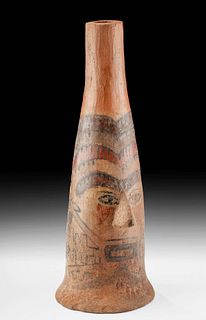 Proto-Nazca Polychrome Trumpet Facial Design