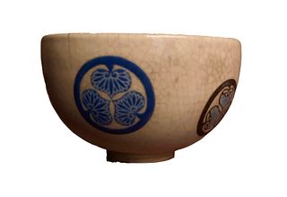 Stoneware Teabowl (Chawan) with Tokugawa Mon, Edo Period