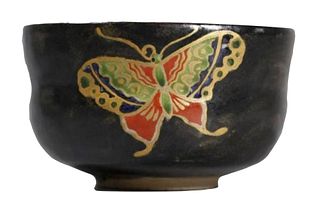 Stoneware Teabowl (Chawan), signed Ninsei