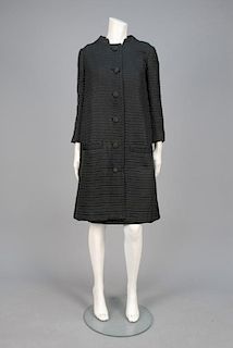 QUILTED SILK COAT and DRESS SET, 1960s.