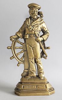 19th Century Brass Mariner Sailor Figural Doorstop "Britains Pride"