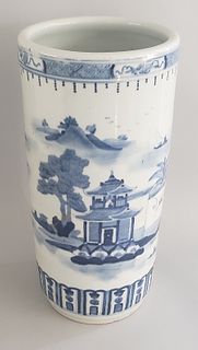 Canton Style Blue and White Porcelain Umbrella Stand