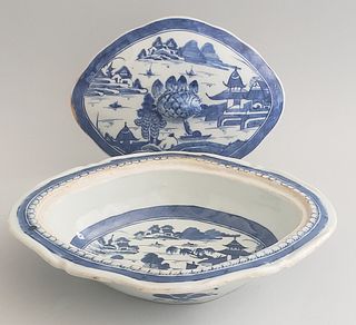 19th Century Chinese Canton Blue and White Covered Vegetable Dish