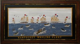 Jack Derosa Oil on Canvas "Nantucket Whaling Fleet"