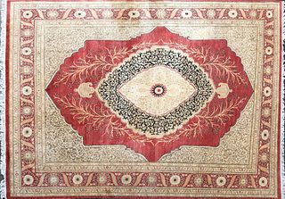 Hand Knotted Wool Indian Persian Kashan Carpet