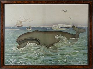 Joseph Fleischmann Lithograph of a Whale