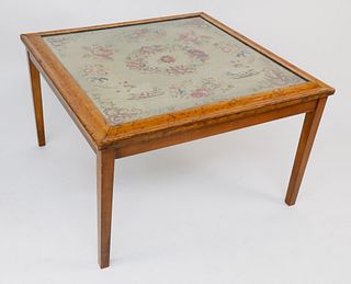 Signed and Dated Needlepoint Cocktail Table, circa 1855