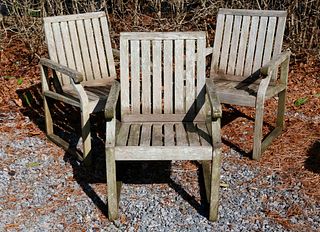 Set of Three Kingsley-Bate Teak Wood Armchairs