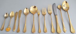 186 Piece Supreme Towle Gilt Stainless Steel Flatware Set