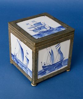 Dutch Tile Tea Caddy, 19th Century