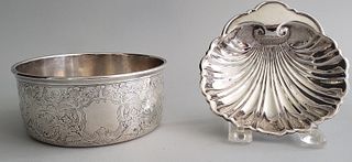 Sterling Silver Engraved Bowl and Shell Dish