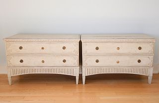 Pair of Gustavian Swedish Lime Washed Dressers, early 19th Century