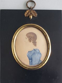 19th Century Miniature Watercolor Portrait of Susan Wyer