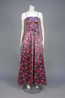 PRINTED and SEQUINED SILK MAXI DRESS, c. 1968.