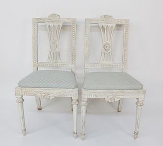 Pair of Swedish Gustavian Style Side Chairs, early 19th Century