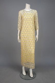 MOLLIE PARNIS JEWELED EVENING DRESS, 1960s.