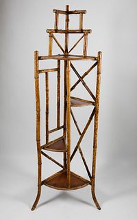 Bamboo Lacquered and Brass Cap Corner Stand, 19th Century