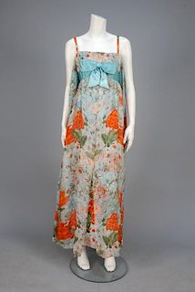 EMPIRE PRINTED SILK EVENING GOWN,  1960s.