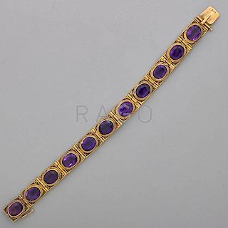 AMETHYST AND CANNETILLE YELLOW GOLD BRACELET