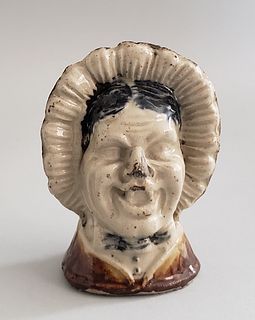 19th Century Glazed Earthenware Female Still Bank Bust