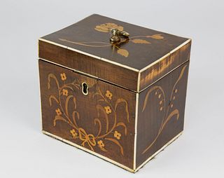 English Delicate Inlaid Tea Caddy, circa 1840