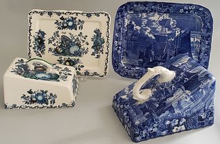 Two Blue and White English Wedgwood Porcelain Cheese Dishes