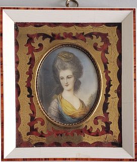 19th Century French Miniature Portrait of a Woman