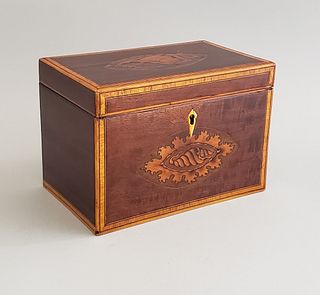19th Century English Shell Inlaid Double Compartment Tea Caddy