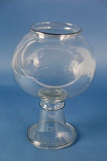 Blown Glass Pedestal Fish Bowl, circa 1890