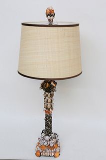 Contemporary Seashell Encrusted Column Lamp