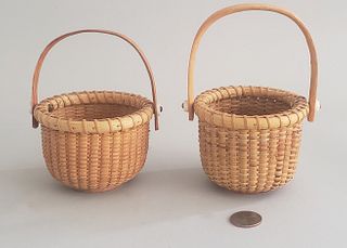 Two Henry Huyser Nantucket Swing Handle Baskets