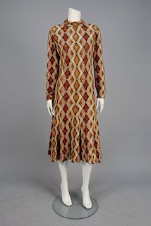 CHRISTIAN DIOR WOOL DAY DRESS, 1970s.