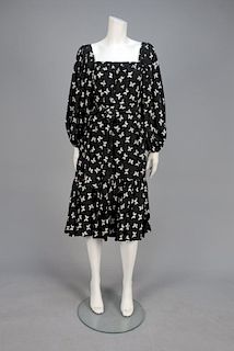 SAINT LAURENT RIVE GAUCHE PRINTED SILK DAY DRESS, 1970s.