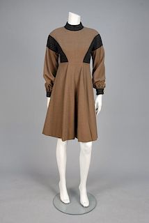 RONALD AMEY 2-TONE WOOL DAY DRESS, 1970s.