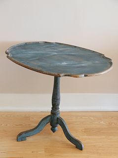 Antique Scandinavian Faux Marbleized Tea Table