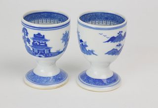 Two Finely Decorated Canton Egg Cups, mid 19th Century