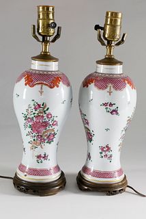 Pair of 18th Century Chinese Export Porcelain Vases Mounted as Lamps