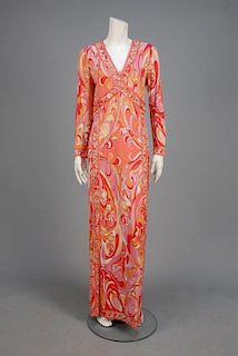 PUCCI PRINTED SILK JUMPSUIT with WRAP OVER-SKIRT, 1970s.