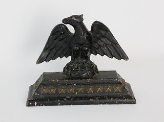 American Painted Cast Iron Spread Winged Eagle Doorstop, 19th Century