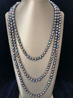 9mm - 12mm Baroque Black Peacock Fresh Water Pearl Necklace