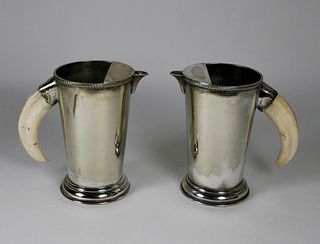Pair of English Silver Plate Ice Water Bar Pitchers