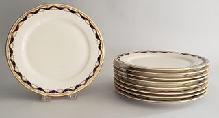 Set of 9 Cobalt and Gilt Ribbon Decorated Czechoslovakian Plates